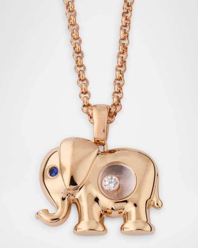 Happy Diamonds 18K Rose Gold Sapphire Elephant Pendant Necklace
